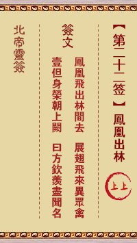 北帝灵签22签，活佛北帝灵签第二十二签解签占卜详解