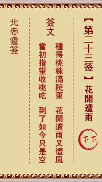 北帝灵签23签，活佛北帝灵签第二十三签解签占卜详解